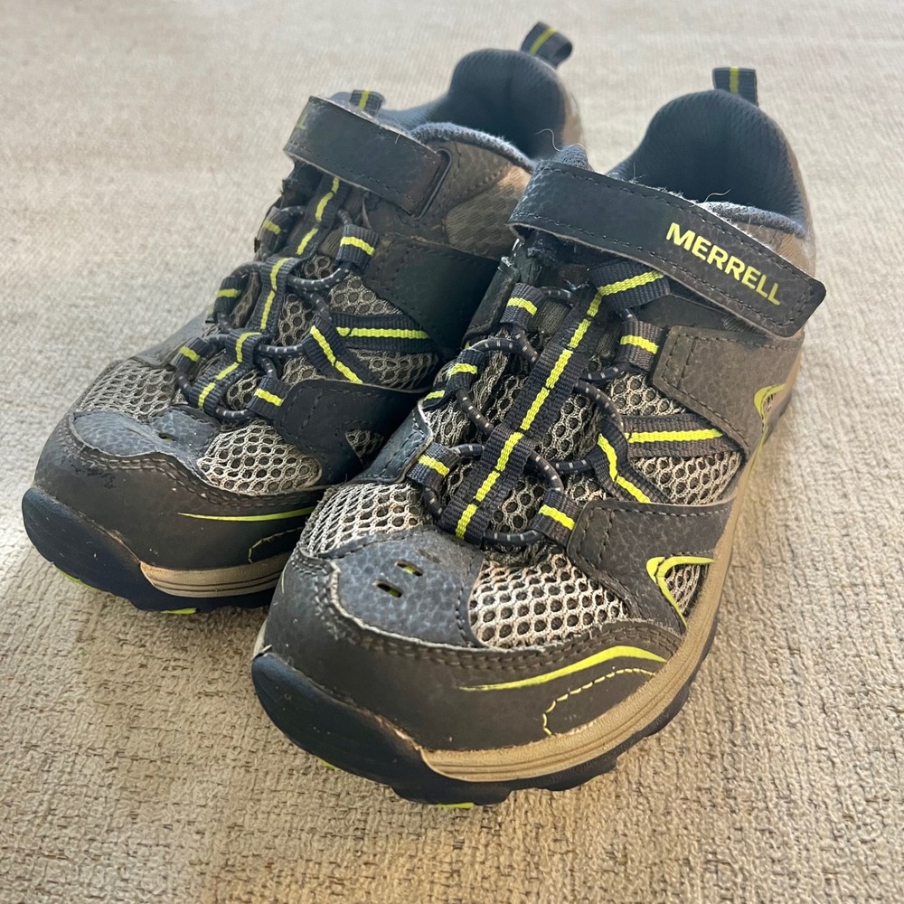 Merrell Trail Quest Kids Hiking Sneakers Grey Lime Green MK261237 Size 1M